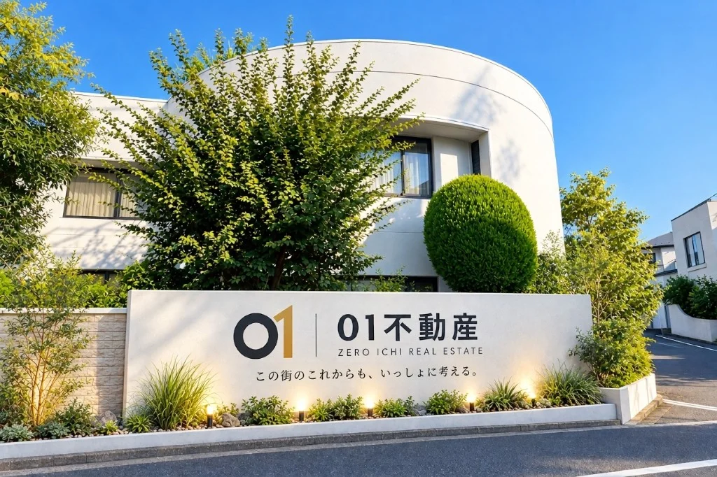 01不動産のオフィス外観と看板